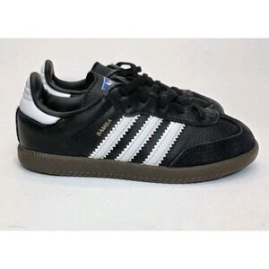 Kids Size 10K Adidas Samba Classic Low Athletic Shoes Black 036516